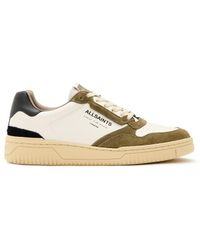 AllSaints - Zapatillas De Deporte Blancas De Caña Baja Regan De -Verde - Lyst