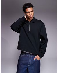 ASOS - Boxy Oversized Quarter Zip With Collar - Lyst
