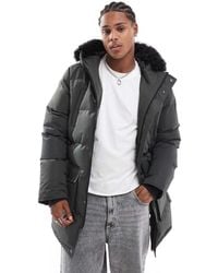 Brave Soul - Padded Parka Jacket With Faux Fur Hood - Lyst