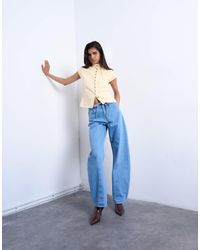 TOPSHOP - High Rise Tie Belt Barrel Jean - Lyst