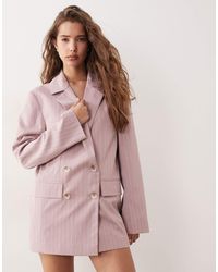 Miss Selfridge - Blazer d'ensemble ample oversize à boutonnage croisé - à rayures fines - Lyst
