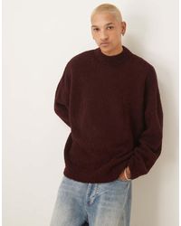 ASOS - Super Oversized Gebreide Trui Met Rechte Pasvorm En Opstaande Boord - Lyst