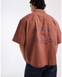 ASOS - Boxy Oversized Half Sleeve Twill Shirt With Back Print - Lyst
