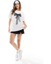 In The Style - Lace Bow Motif T-shirt - Lyst