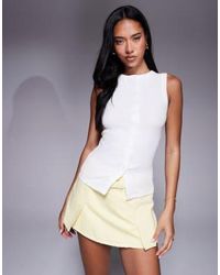 River Island - Button Down Ribbed Tank Top - Lyst