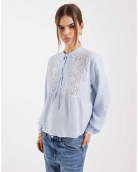 ONLY - Gestreept Overhemd Met Kanten Detail - Lyst
