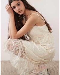 Abercrombie & Fitch - Tiered Lace Midi Duster Dress Top - Lyst