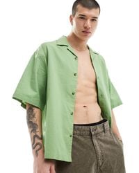 ASOS - Boxy Oversized Linen Blend Shirt With Revere Collar - Lyst