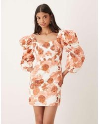 Collective The Label - Square Neck Puff Sleeve Mini Dress - Lyst