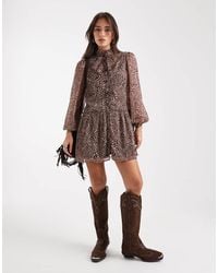 Wednesday's Girl - Leopard Print Floaty Mini Dress - Lyst