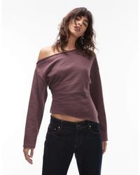 ASOS - Supersoft Off Shoulder Corset Waist Long Sleeve Top - Lyst