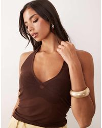 ASOS - Sheer Mesh Halterneck Top - Lyst