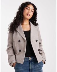 ONLY - Veste courte aspect laine - marron clair - Lyst