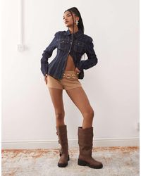 Lioness - Sun Drenched Faux Suede Low Waisted Micro Shorts - Lyst