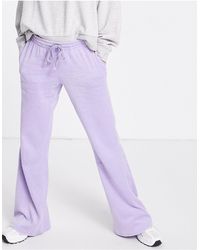 Weekday Roxanna Organic Cotton Velour wide-legged Trackies - Purple