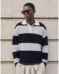 Bershka - Contrast Stripe Polo Collar Jumper - Lyst