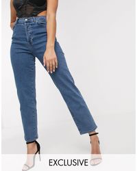 NA-KD High Waist Straight Leg Jeans - Blue