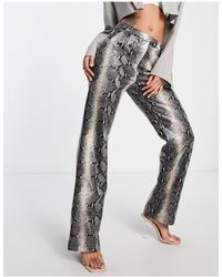 Lipsy Denim Faux Leather leggings in 