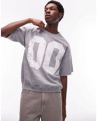 TOPMAN - Oversized Fit Short Sleeve Sweatshirt With Number Print - Lyst