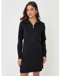 Threadbare - Quarter Zip Brushed Knit Mini Dress - Lyst