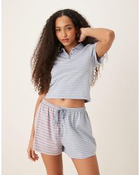ASOS - Short Sleeve Polo Tee & Short Pajama Set - Lyst