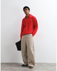 ASOS - Oversized Extreme Open Collar Knit Polo Sweater - Lyst