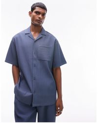 TOPMAN - Short Sleeve Plisse Shirt - Lyst