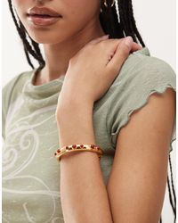 En Route - Ruby Kiss 18K Plated Cuff Bracelet With Carmelian Stones - Lyst