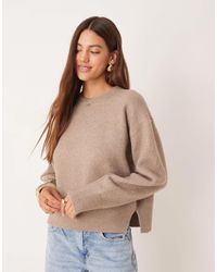 ASOS - Boxy Crew Neck Jumper With Side Split Detail - Lyst