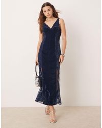 ASOS - – besticktes camisole-midikleid aus samt und spitze - Lyst