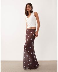 ASOS - Printed Mesh Sheer Maxi Column Skirt - Lyst