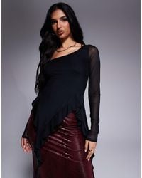 AFRM - Doris Mesh Assymetrical Longsleeve Top - Lyst