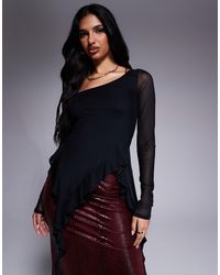 AFRM - Doris Mesh Assymetrical Longsleeve Top - Lyst