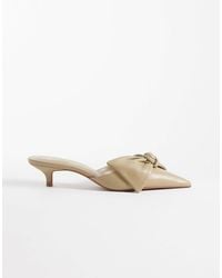 Mango - 100% Leather Oversized Bow Heeled Mules - Lyst
