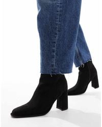 London Rebel - Botines Negros Con Tacón Grueso Y Acabado Microtexturizado Maddie De - Lyst