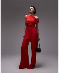 Mango - Tuta Jumpsuit Rossa Con Spalle Scoperte - Lyst