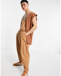 ASOS Organic Oversized Wide Leg sweatpants With Pressed Pleat - Brown