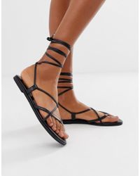 ASOS Fallow - Sandali allacciati alla gamba - Nero