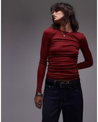 ARKET - Merino Wool Knitted Rib Long Sleeve Top With Scoop Neck - Lyst