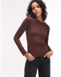 ASOS - Slinky Slash Neck Long Sleeve Top - Lyst