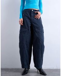 TOPSHOP - Pantaloni A Palloncino Cargo Color Antracite Con Zip E Tasche - Lyst
