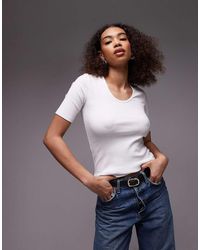 ARKET - Jersey Ribbed T-shirt Top With Scoop Neck - Lyst