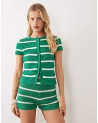 ASOS - Knitted Crochet Cotton Blend Cardigan Co-ord - Lyst