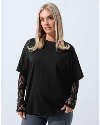 Yours Clothing - Lace Long Sleeve T-Shirt - Lyst