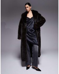 Aria Cove - Oversized Collared Maxi Faux Fur Jacket - Lyst