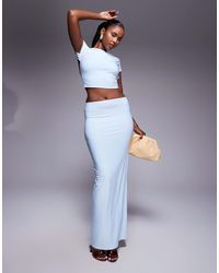 Kaiia - Exclusive Double Layered Slinky Column Maxi Skirt Co-ord - Lyst
