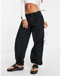 TOPSHOP Parachute Mid Rise Balloon Cargo Trouser With Utility Pockets - Black