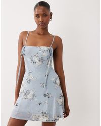 ASOS - Stretch Chiffon Mini Square Neck Cami Dress With Peek A Boo Underlayer - Lyst