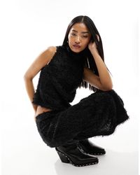 Pieces - Fluffy Knit High Neck Top Co-ord - Lyst