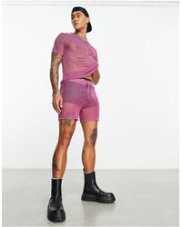 ASOS - Knitted Metallic Mesh Shorts - Lyst